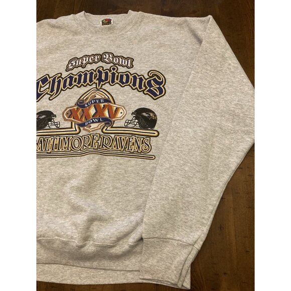 Baltimore Ravens Super Bowl XXXV Champions Sweatshirt Mens Sz L 2001 NFL Vintage - Picture 3 of 5